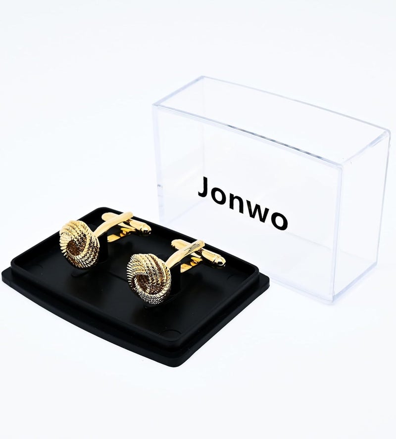 Jonwo Hollow Out Twist Knot Shape Men's Cufflinks In Gift Case Silver / 14K Gold Plated Cufflinks for Men Jewelry for Wedding Party Business Birthday Anniversary Dress - Image 4
